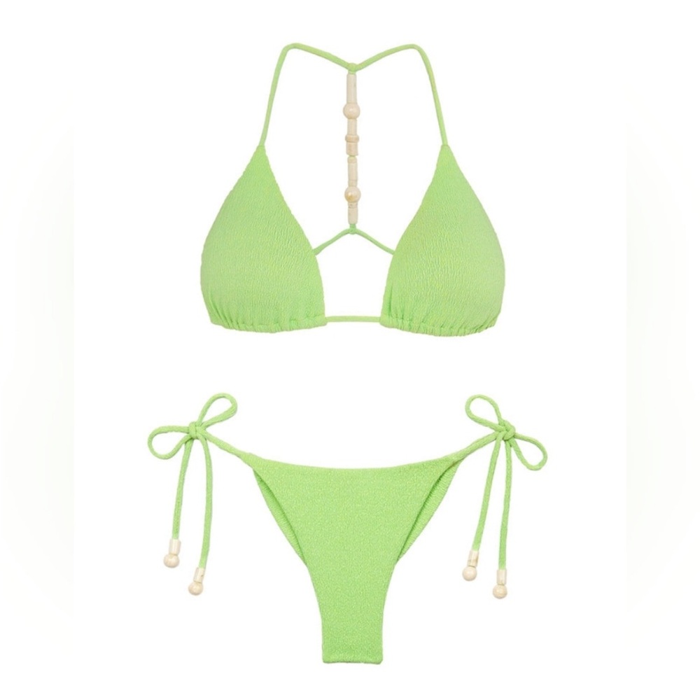 VIX - Vibrant Lime Bikini Set with Beaded Straps